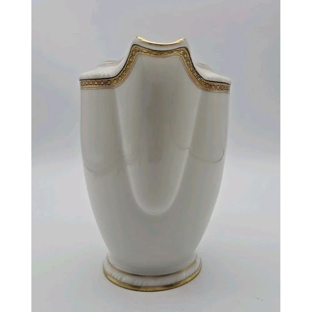 Rorstrand Sweden Porcelain Pitcher Fine China White & Gold Trim 6.5